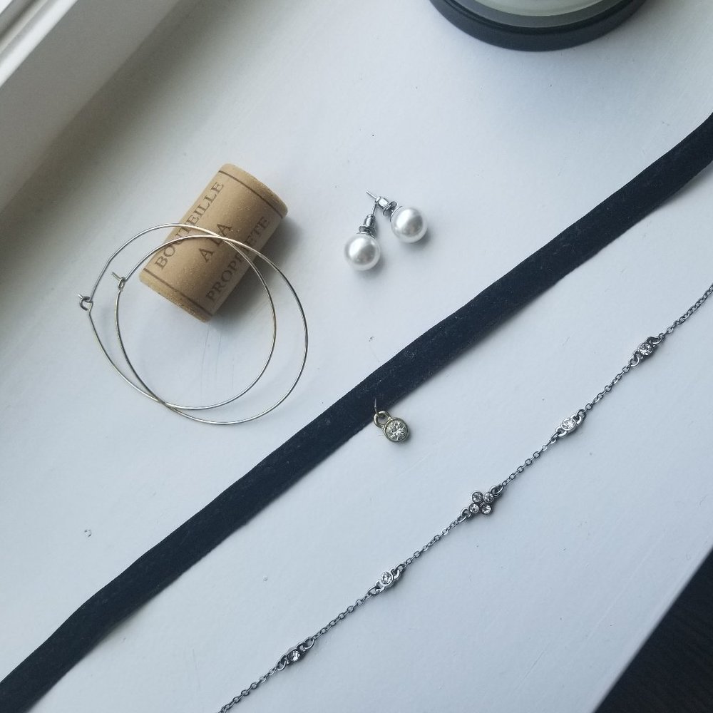 Bundle of chokers and earrings